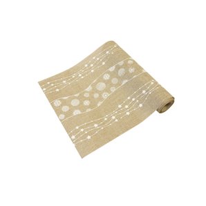 CHEMIN DE TABLE TOILE NATUREL IMPRESSION BLANCHE - 4 METRES