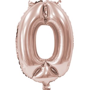 BALLON CHIFFRE 0 ALU METAL ROSE GOLD 35 CM