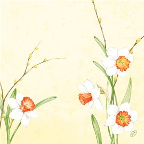 SERVIETTES EFFET TISSU DAFFODIL JOY - PAQUET DE 12