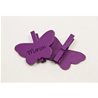 MARQUE-PLACE PAPILLON SUR PINCE EN BOIS PRUNE X 6