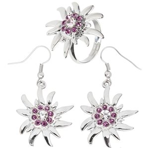 BOUCLES D'OREILLES ET BAGUE EDELWEISS