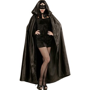 CAPE NOIRE CAPUCHE SATIN 152 CM