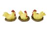 POULE JAUNE EN RESINE DANS NID - LOT DE 3