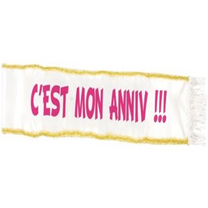 ECHARPE C'EST MON ANNIV ROSE EN SATIN 75 CM