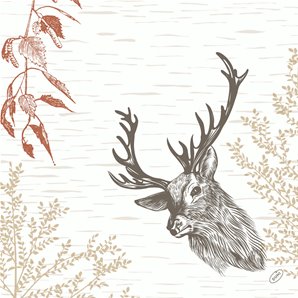 SERVIETTES EFFET TISSU WOOD & DEER - PAQUET DE 60
