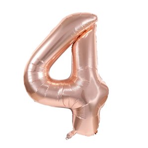 BALLON CHIFFRE 4 ALU METAL ROSE GOLD 35 CM