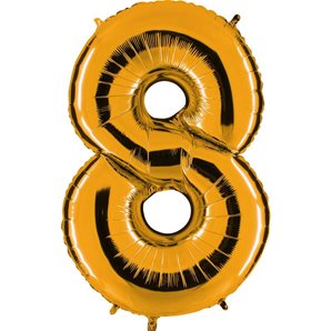 BALLON CHIFFRE 8 ALU METAL OR 35 CM