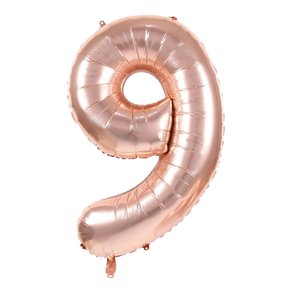 BALLON CHIFFRE 9 ALU METAL ROSE GOLD 35 CM