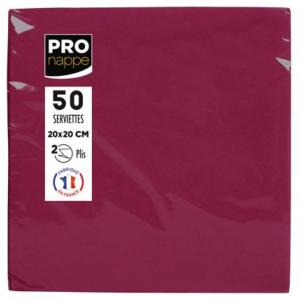 Serviette Ouate Bordeaux 20 x 20 Cm - Paquet De 50