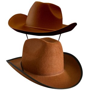 CHAPEAU COW-BOY MARRON FEUTRINE AVEC RUBAN