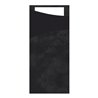 POCHETTE A COUVERTS NOIRE ET SERVIETTES BLANCHE