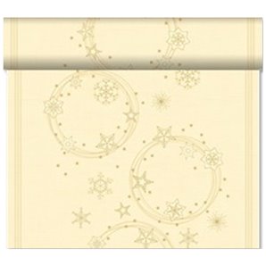 CHEMIN DE TABLE EFFET TISSU STAR CREME 24 METRES