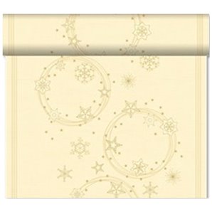 CHEMIN DE TABLE EFFET TISSU STAR CREME 24 METRES