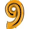 BALLON CHIFFRE 9 ALU METAL OR 35 CM